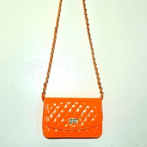 Orange Quilted Crossbody Bag